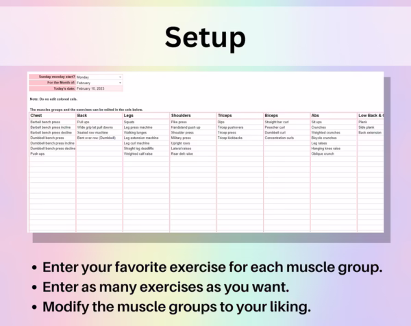 Workout Planner Spreadsheet Google Sheets - Image 8