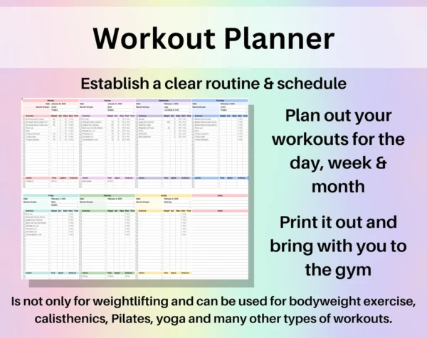 Workout Planner Spreadsheet Google Sheets - Image 9