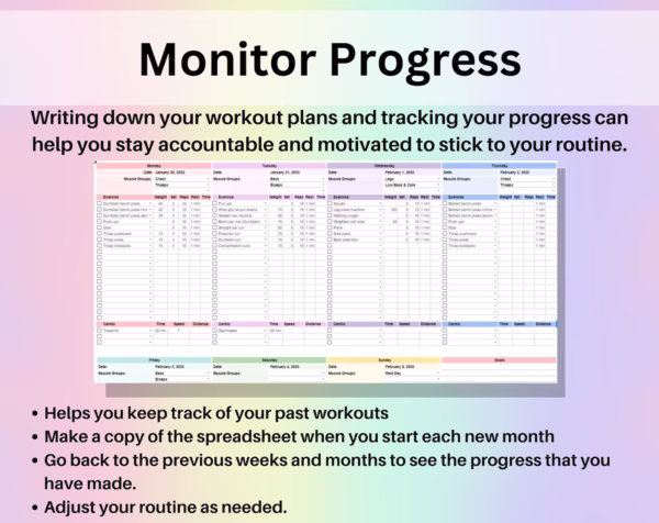 Workout Planner Spreadsheet Google Sheets - Image 4