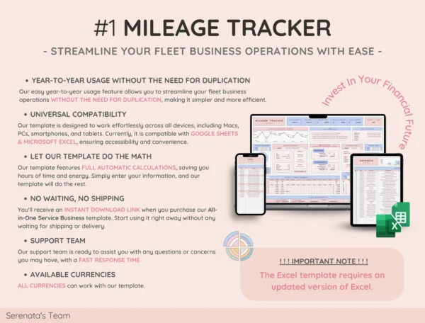 Vehicle & Mileage Tracker Log with Expenses, Fuel, Maintenance Tracker, and Mileage Calculator | Business Spreadsheet for Google Sheets - Image 2