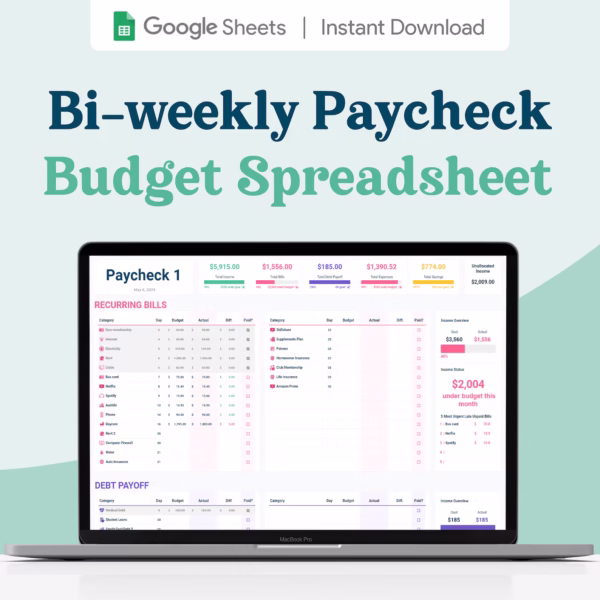 Biweekly Paycheck Budget Google Sheets Spreadsheet