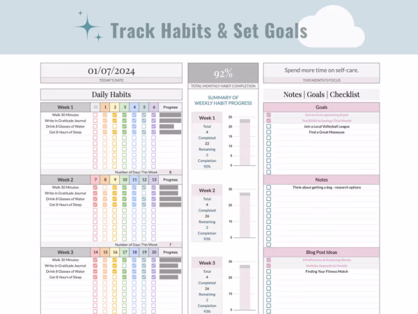Task Tracker Smart Calendar and Habit Tracker Google Sheets - Image 3
