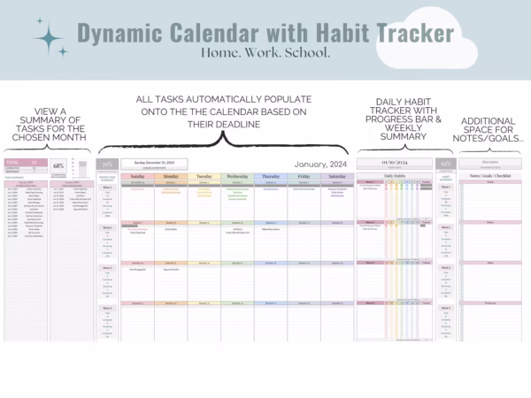 Task Tracker Smart Calendar and Habit Tracker Google Sheets - Image 7