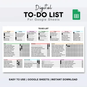 Digital Todo List Template For Google Sheets
