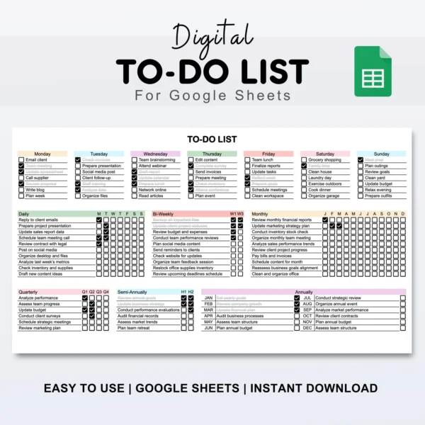 Digital Todo List Template For Google Sheets