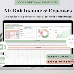 Airbnb Income & Expenses Tracker Spreadsheet Exce