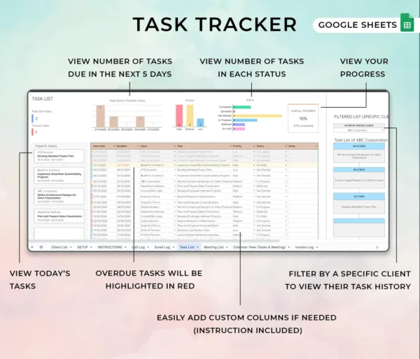 Client Tracker, CRM Dashboard, Small Business Template, - Image 4