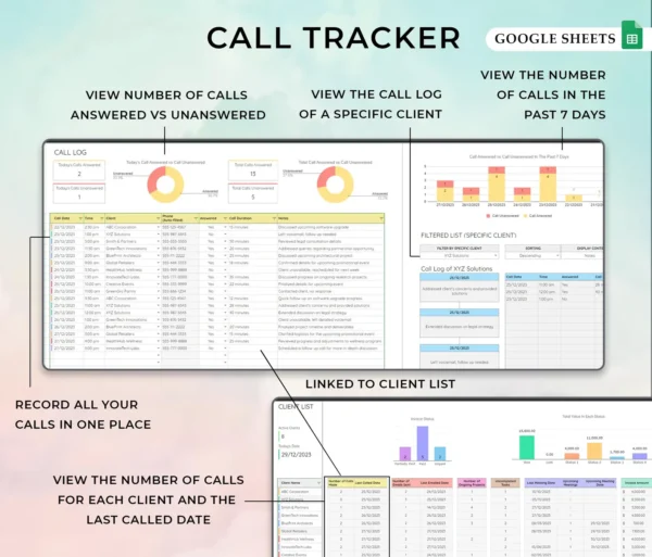 Client Tracker, CRM Dashboard, Small Business Template, - Image 5