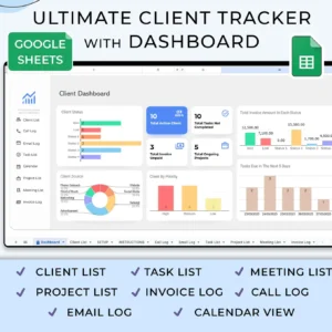 Client Tracker, CRM Dashboard, Small Business Template,