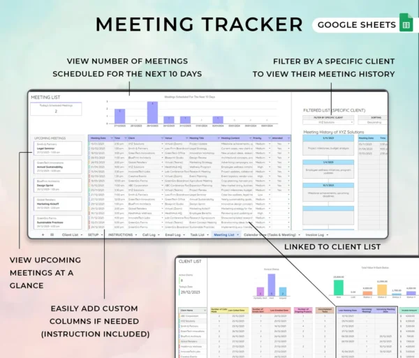 Client Tracker, CRM Dashboard, Small Business Template, - Image 3