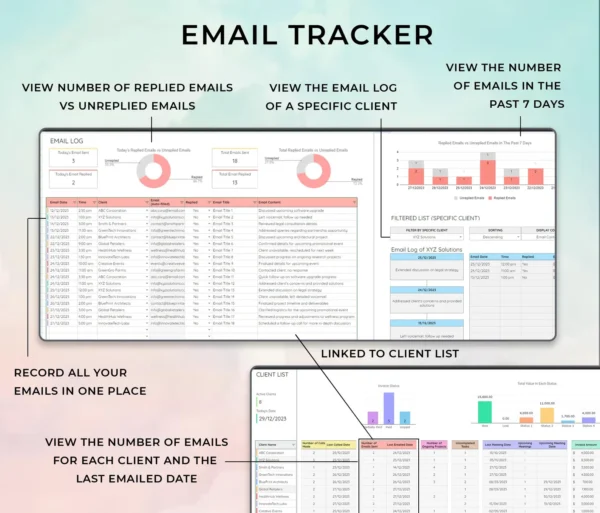 Client Tracker, CRM Dashboard, Small Business Template, - Image 6
