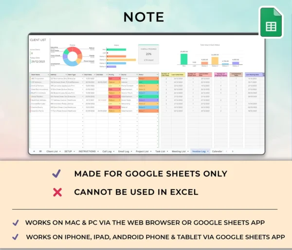 Client Tracker, CRM Dashboard, Small Business Template, - Image 9