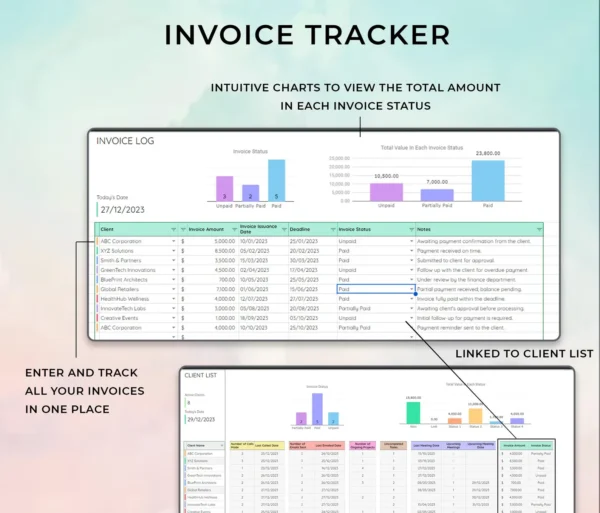Client Tracker, CRM Dashboard, Small Business Template, - Image 7