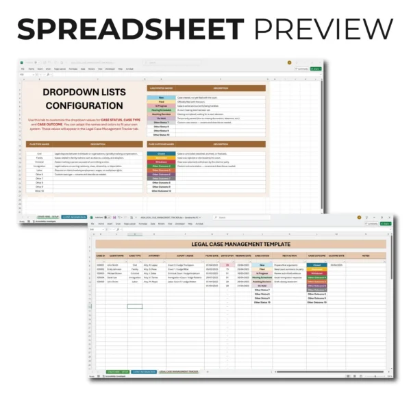Legal Case Management Spreadsheet for Attorneys - Image 2