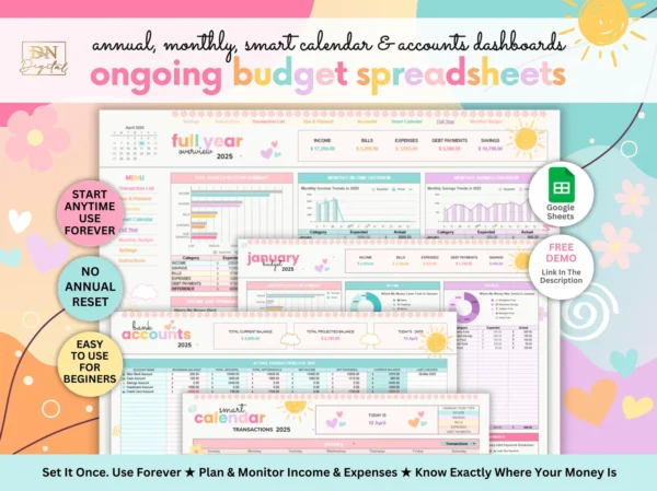 Ongoing Annual & Monthly Budget Spreadsheet