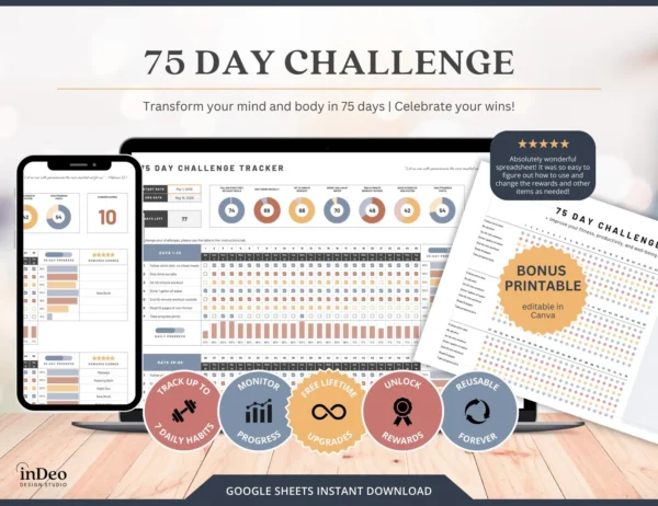 75 Day Challenge Tracker Google Sheets Fitness